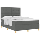 Letto a molle con testiera Grigio scuro 160 x 200 cm Tessuto
