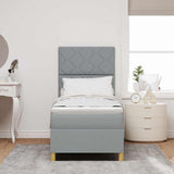 Letto a molle con testiera Grigio chiaro 80 x 200 cm Tessuto