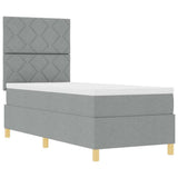 Letto a molle con testiera Grigio chiaro 80 x 200 cm Tessuto