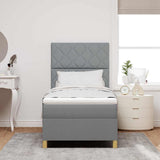 Letto a molle con testiera Grigio chiaro 100 x 200 cm Tessuto