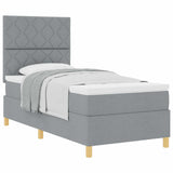 Letto a molle con testiera Grigio chiaro 100 x 200 cm Tessuto