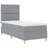 Letto a molle con testiera Grigio chiaro 100 x 200 cm Tessuto