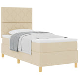 Letto a molle con materasso Crema 100 x 200 cm Tessuto