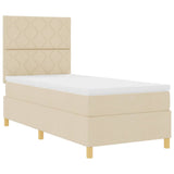 Letto a molle con materasso Crema 100 x 200 cm Tessuto