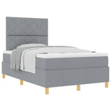 Letto a molle con testiera Grigio chiaro 120 x 190 cm Tessuto