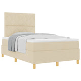 Letto a molle con testiera Crema 120 x 190 cm Tessuto