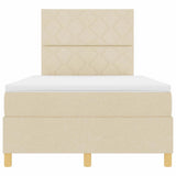 Letto a molle con testiera Crema 120 x 190 cm Tessuto