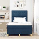 Letto a molle con materasso Blu 120 x 190 cm Tessuto