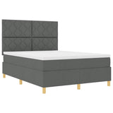 Letto a molle con testiera Grigio scuro 140 x 200 cm Tessuto
