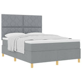 Letto a molle con testiera Grigio chiaro 160 x 200 cm Tessuto