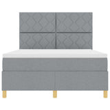 Letto a molle con testiera Grigio chiaro 160 x 200 cm Tessuto