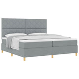 Letto a molle con testiera Grigio chiaro 200 x 200 cm Tessuto