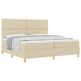 Letto a molle con materasso Crema 200 x 200 cm Tessuto