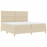Letto a molle con materasso Crema 200 x 200 cm Tessuto