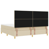 Letto a molle con materasso Crema 200 x 200 cm Tessuto