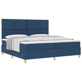 Letto a molle con testiera Blu 200 x 200 cm Tessuto