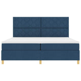 Letto a molle con testiera Blu 200 x 200 cm Tessuto