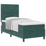 Letto a molle con materasso Verde Scuro 100 x 200 cm Tessuto