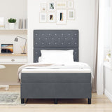 Letto a molle con materasso Grigio scuro 120 x 200 cm Tessuto