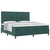 Letto a molle con materasso Verde Scuro 200 x 200 cm Velluto