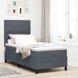 Letto a molle con testiera Grigio scuro 90 x 200 cm Velluto