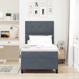 Letto a molle con testiera Grigio scuro 90 x 200 cm Velluto