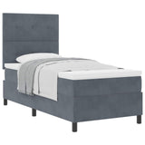Letto a molle con testiera Grigio scuro 90 x 200 cm Velluto