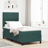 Letto a molle con testiera Verde Scuro 90 x 200 cm Velluto