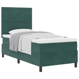 Letto a molle con testiera Verde Scuro 90 x 200 cm Velluto