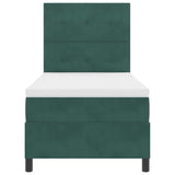 Letto a molle con testiera Verde Scuro 90 x 200 cm Velluto