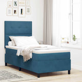Letto a molle con materasso Blu Scuro 90 x 200 cm Velluto