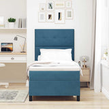 Letto a molle con materasso Blu Scuro 90 x 200 cm Velluto