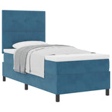 Letto a molle con materasso Blu Scuro 90 x 200 cm Velluto