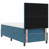 Letto a molle con materasso Blu Scuro 90 x 200 cm Velluto