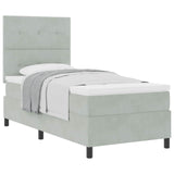 Letto a molle con testiera Grigio chiaro 100 x 200 cm Velluto