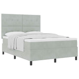 Letto a molle con testiera Grigio chiaro 140 x 200 cm Velluto