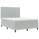 Letto a molle con testiera Grigio chiaro 140 x 200 cm Velluto