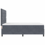 Letto a molle con materasso Grigio scuro 140 x 200 cm Velluto