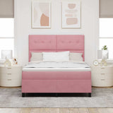 Letto a molle con testiera Rosa 140 x 200 cm Velluto