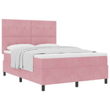 Letto a molle con testiera Rosa 140 x 200 cm Velluto