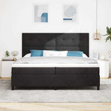 Letto a molle con materasso Nero 200 x 200 cm Velluto