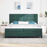 Letto a molle con testiera Verde Scuro 200 x 200 cm Velluto