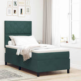 Letto a molle con testiera Verde Scuro 90 x 200 cm Velluto