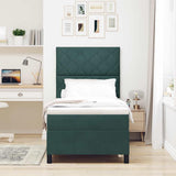 Letto a molle con testiera Verde Scuro 90 x 200 cm Velluto