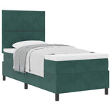 Letto a molle con testiera Verde Scuro 90 x 200 cm Velluto