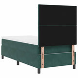 Letto a molle con testiera Verde Scuro 90 x 200 cm Velluto