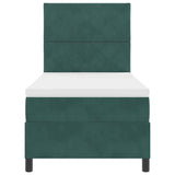 Letto a molle con testiera Verde Scuro 90 x 200 cm Velluto