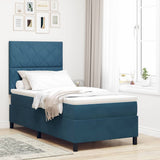 Letto a molle con testiera Blu Scuro 90 x 200 cm Velluto