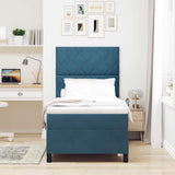 Letto a molle con testiera Blu Scuro 90 x 200 cm Velluto
