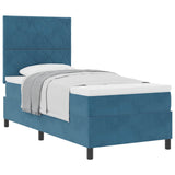 Letto a molle con testiera Blu Scuro 90 x 200 cm Velluto